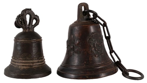 PAIR OF EARLY CAST IRON BELLS