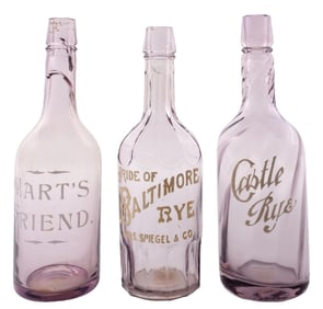 COLLECTION OF 3 AMETHYST-TINT BOTTLES