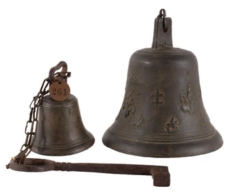 PAIR OF EARLY CAST IRON BELLS