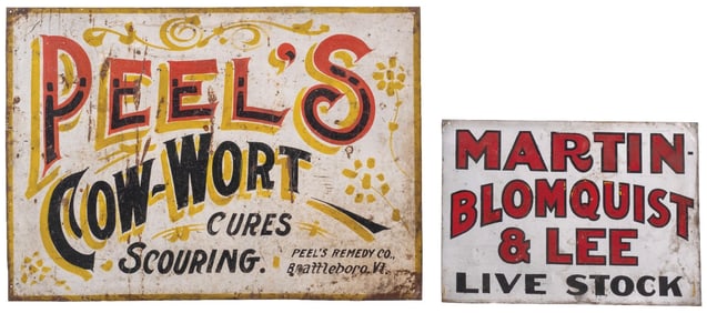 PAIR OF TIN ADVERTISING SIGNS
