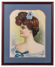 ACKERMANN LUIGLEY LITHO FRAMED LITHO OF WOMANS SIDE PROFILE