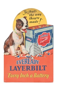EVER-READY LAYERBILT BATTERY DIE-CUT CARDBOARD STAND-UP SIGN