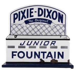 SODA FOUNTAIN SYRUP DISPLAY MARKED PIXON-DIXON