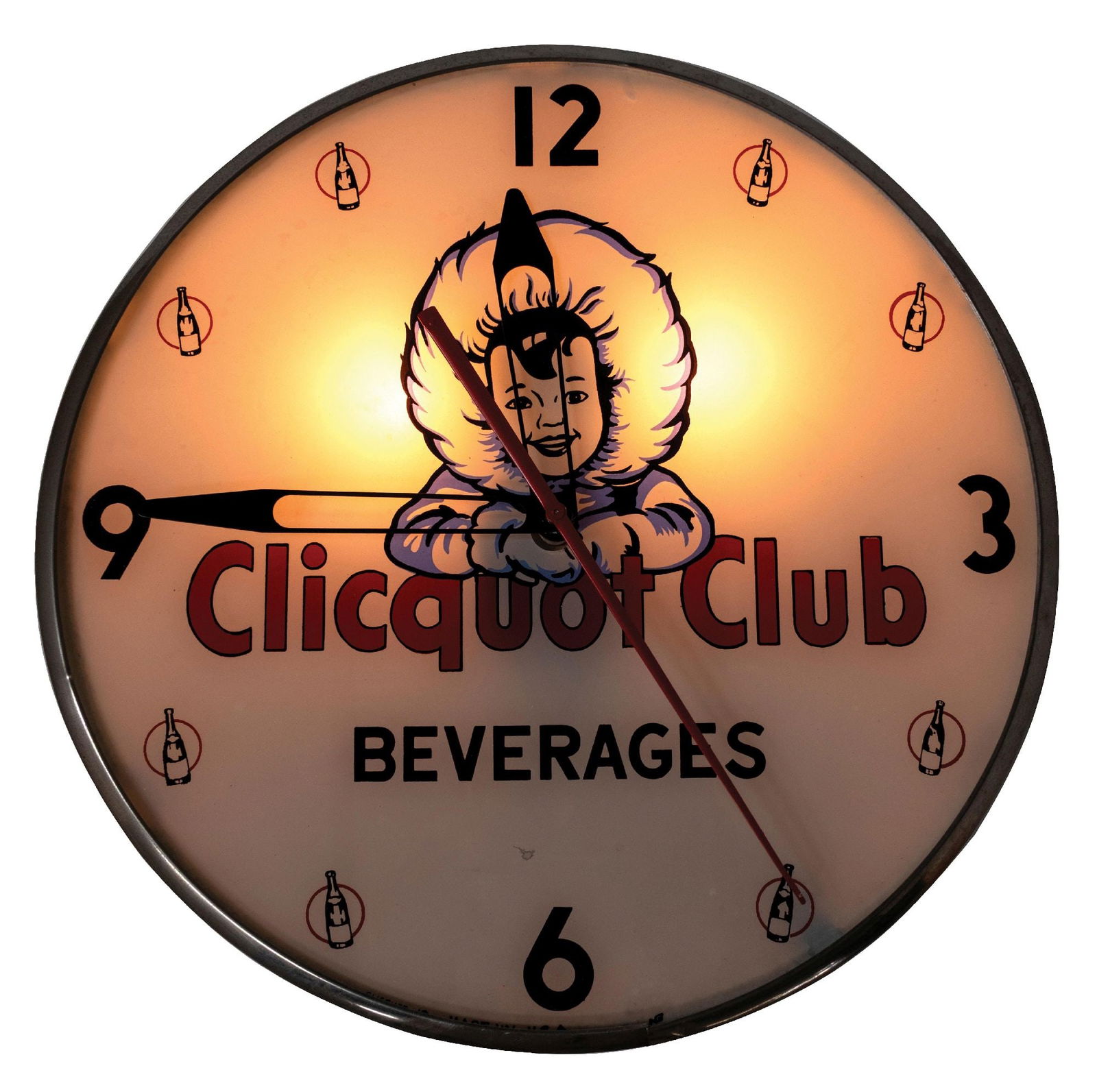 PAM BUBBLE CLOCK ADVERTISING CLICQUOT CLUB BEVERAGES (1 of 3)