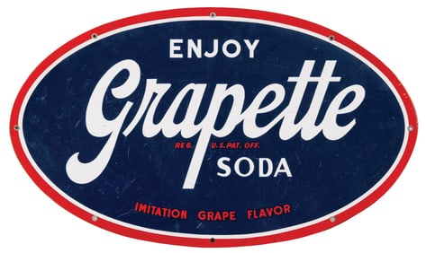 OVAL GRAPETTE REPLICA PORCELAIN SIGN