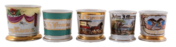 COLLECTIONS OF 5 SHAVING MUGS