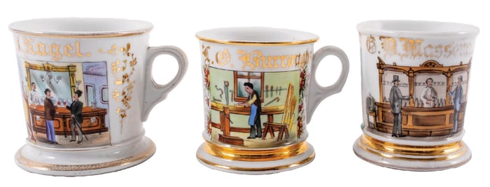 COLLECTION OF 3 SHAVING MUGS