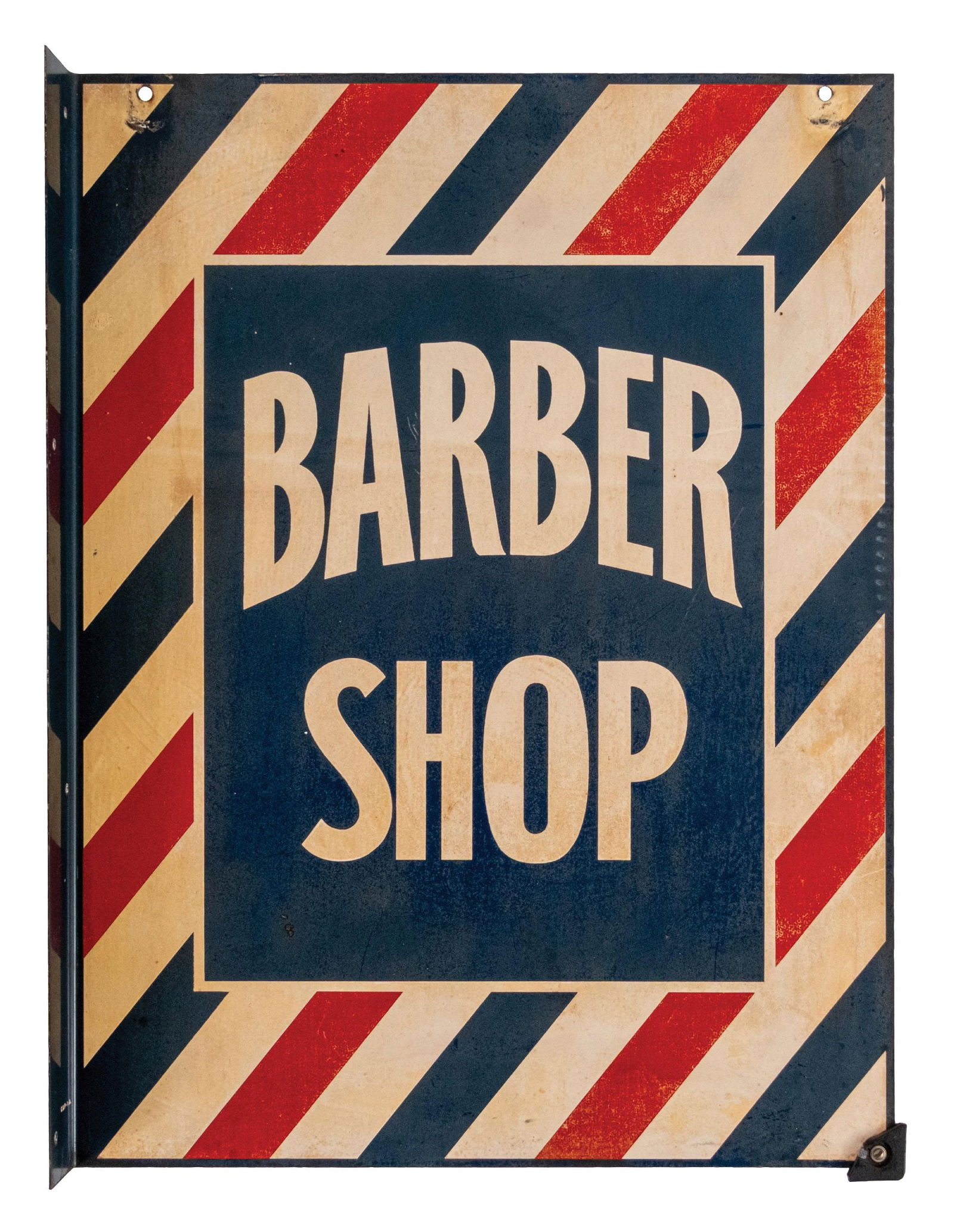 DOUBLE-SIDED TIN BARBER SHOP FLANGE SIGN (1 of 3)