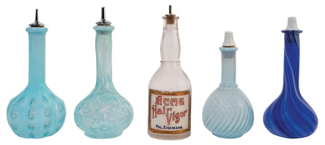 COLLECTION OF 5 LADIES BEAUTIFUL HAIR PRODUCT BOTTLES IN SHADES OF BLUE