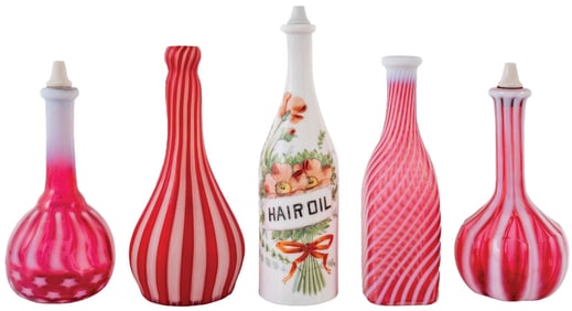 COLLECTION OF 5 LADIES BEAUTIFUL HAIR PRODUCT BOTTLES IN SHADES OF RED