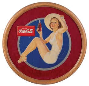 FRAMED COCA-COLA DIE-CUT CARDBOAD SIGN