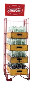 COCA-COLA WIRE RACK W/ 4 CASES OF BOTTLES