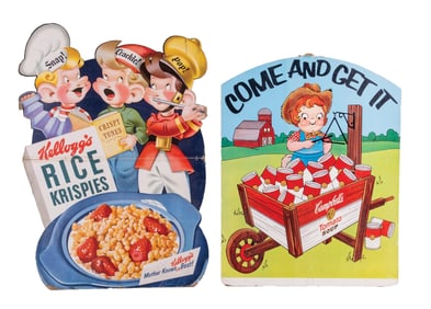 PAIR OF STORE CARDBOARD KELLOGG'S AND CAMPBELL'S ADVERTISMENTS