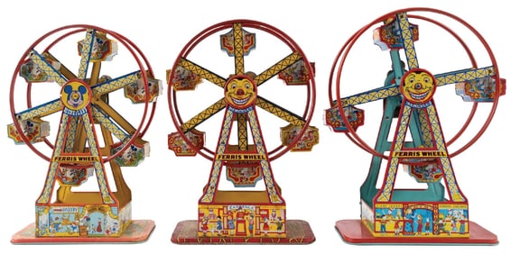 COLLECTION OF 3 TIN J. CHEIN HERCULES FERRIS WHEELS