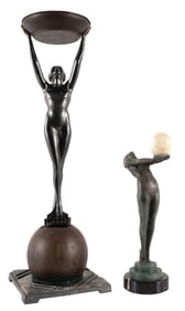 PAIR OF ART DECO FEMALE STATUES