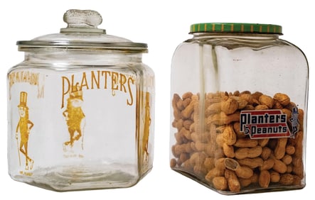 PAIR OF PLANTERS PEANUT STORE DISPLAY JARS