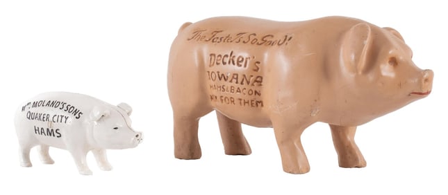 PAIR OF FIGURAL PIG ADVERTISING