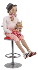 1950S SODA FOUNTAIN STOOL W/ CHILD MANNEQUIN