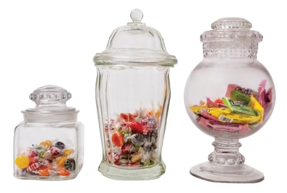 COLLECTION OF 3 COUNTRY STORE CANDY JARS