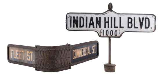 PAIR OF CAST IRON STREET SIGNS