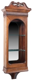 DECORATIVE CARVED WOOD HANGING GLASS AND MIRRORED DISPLAY CASE