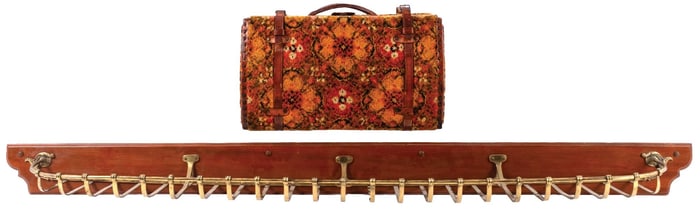 LOT OF 2 RETRO SUITCASE AND RAILROAD WALL STORAGE BASKET