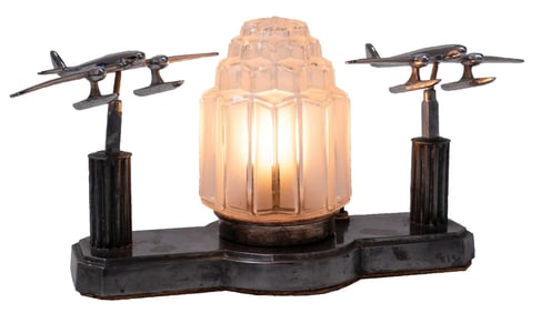 FIGURAL ART DECO AIRPLANE LAMP