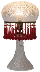 CUT GLASS LIGHTED BROTHEL STYLE VICTORIAN LAMP