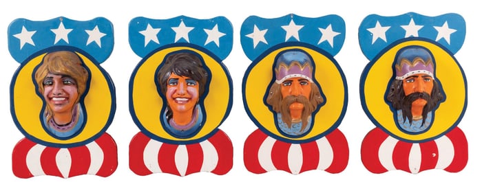 SET OF 4 CARNIVAL DECORATIVE HANGING FIGURAL PLAQUES