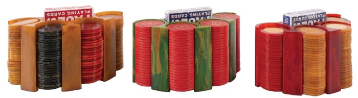 COLLECTION OF 3 POKER CHIP SETS