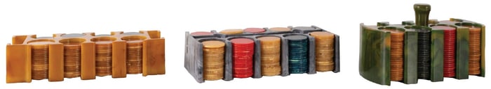 COLLECTION OF 3 POKER CHIP SETS