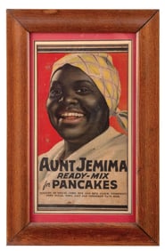 FRAMED CARDBOARD ADVERTISING FOR AUNT JEMIMA READY MIX PANCAKES