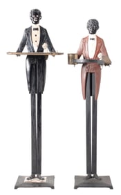 PAIR OF CAST IRON FIGURAL CIGAR STANDS