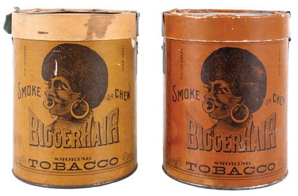PAIR OF N-HAIR TOBACCO CARDBOARD CANISTERS