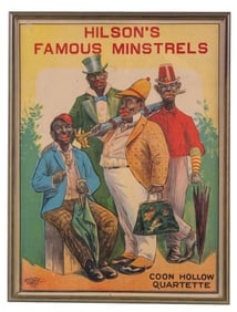 FRAMED LITHOGRAPH OF HILSON'S FAMOUS MINSTRELS