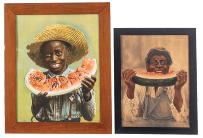 PAIR OF BLACK AMERICANA FRAMED PRINTS