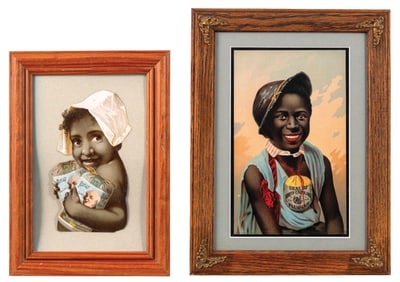 PAIR OF FRAMED CARDSTOCK ADVERTISEMENTS