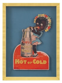 CARDSTOCK ADVERTISEMENT FOR TOPSY CHOCOLATE HONEY DAIRY DRINK