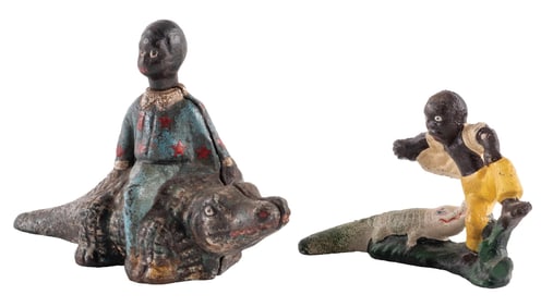 PAIR OF CAST IRON BLACK AMERICANA FIGURINES