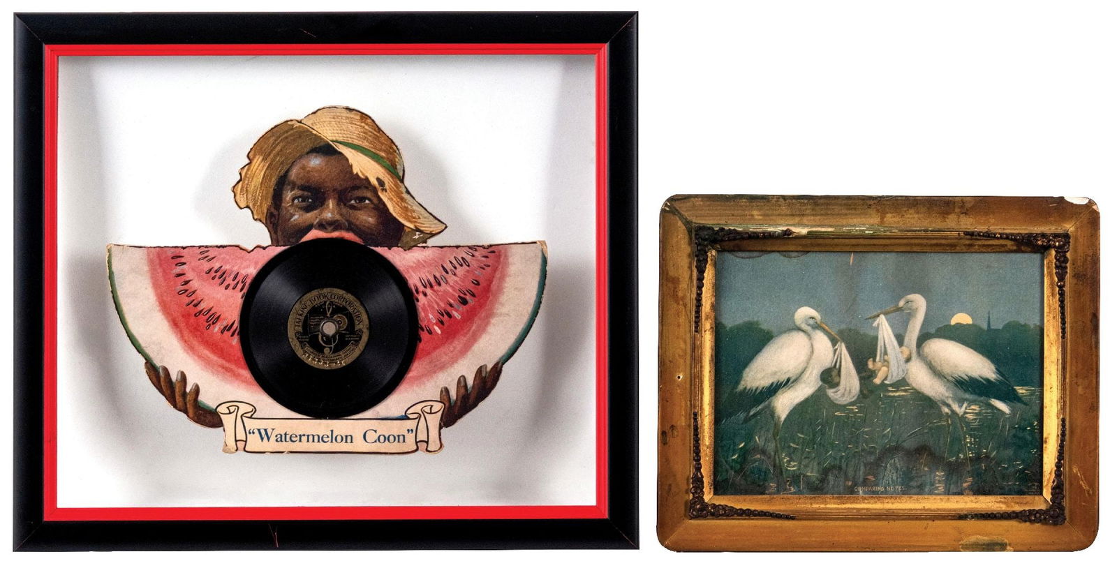 PAIR OF BLACK AMERICANA FRAMED LITHOGRAPHS (1 of 2)