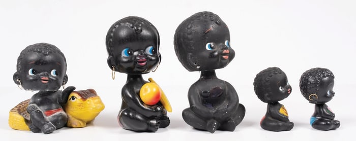 COLLECTION OF 5 BLACK AMERICANA BOBBLE HEAD FIGURES