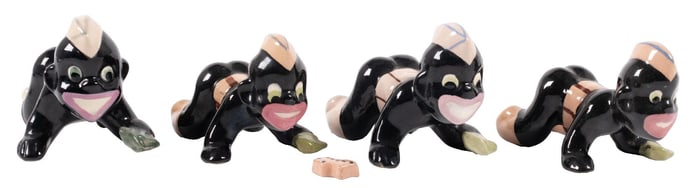 COLLECTION OF 5 BLACK AMERICANA FIGURES PLAYING DICE