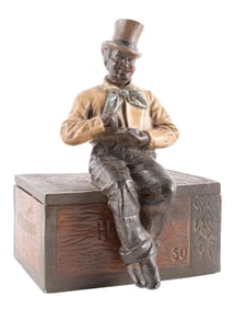 BLACK AMERICANA CERAMIC CIGAR BOX