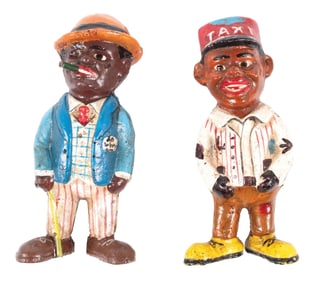 PAIR OF CAST IRON BLACK AMERICANA AMOS 'N' ANDY FIGURES