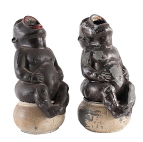 PAIR OF BLACK AMERICANA CAST ASHTRAYS