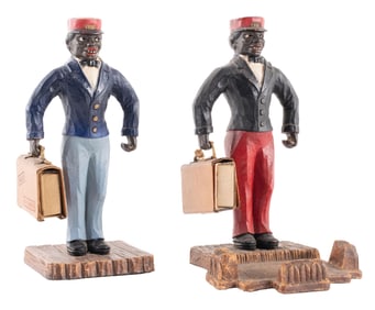 PAIR OF WOODEN CIGAR HOLDER & TOBACCO CADDY