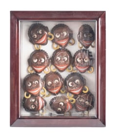 SHAWDOW BOX OF 12 WHIMSICAL LAPEL PIN NOVELTIES