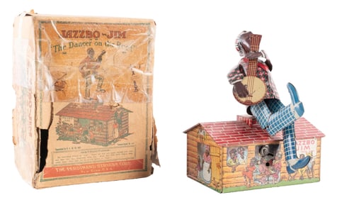 JAZZBO JIM DANCING MAN TIN TOY W/ ORIGINAL BOX