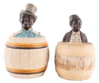 PAIR OF CERAMIC TOBACCO CANISTERS