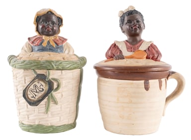 PAIR OF CERAMIC TOBACCO CANISTERS